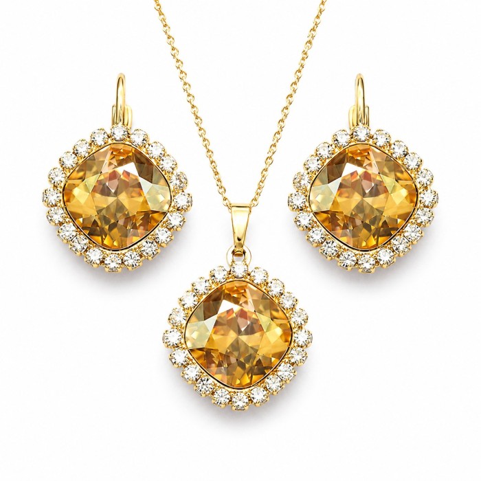 Jewelry Set “Glare III (Golden Shadow)” created with Crystals by Swarovski®
