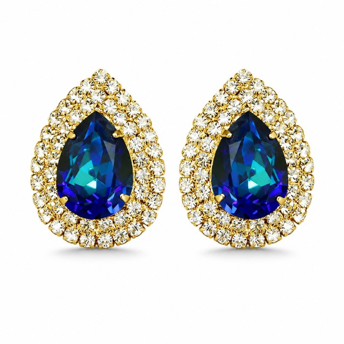 Auskarai „Jasmine (Bermuda Blue)“ su Swarovski® kristalais