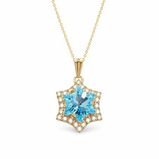 Kaklo papuošalas moterims DiamondSky „Snowflake (Aquamarine)“ su Swarovski kristalais