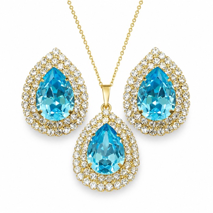 Комплект «Жасмин (Aquamarine)» с кристаллами Swarovski®