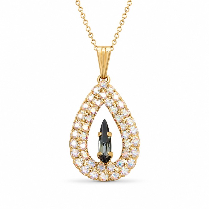 Kaklo papuošalas moterims DiamondSky „Atlantis (Silver Night)“ su Swarovski kristalais