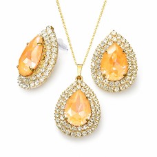 Papuošalų rinkinys moterims „Jasmine (Peach DeLite)“ su Swarovski® kristalais