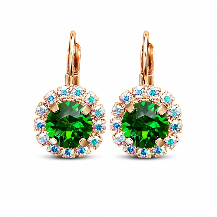 Auskarai moterims DiamondSky „Glory II (Fern Green)“ su Swarovski kristalais