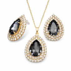 Papuošalų rinkinys moterims „Jasmine (Silver Night)“ su Swarovski® kristalais