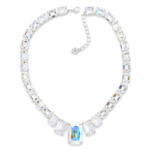 Bridal Necklace “Modern (Aurora Borealis)” created with Crystals by Swarovski®