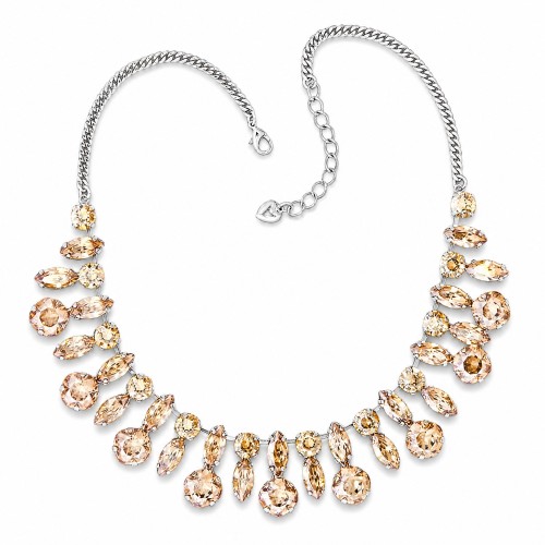Bridal Necklace “Crystal Branch (Golden Shadow)” created with Crystals by Swarovski®