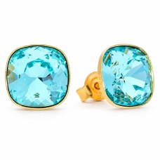 Sidabriniai auskarai moterims DiamondSky „Glare (Light Turquoise)“ su Swarovski kristalais