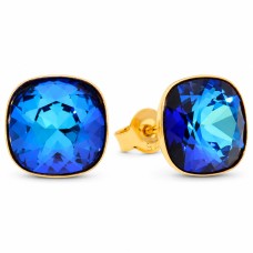Серебряные серьги 925 пробы «Ослепительный Блеск (Bermuda Blue)» с кристаллами Swarovski®
