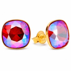 Sidabriniai auskarai moterims DiamondSky „Glare (Light Siam Shimmer)“ su Swarovski kristalais