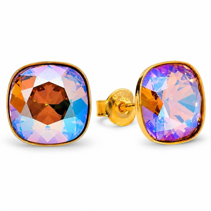 Серебряные серьги 925 пробы «Ослепительный Блеск (Light Colorado Topaz Shimmer)» с кристаллами Swarovski®