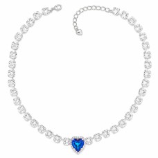 Kaklo papuošalas moterims DiamondSky „Saint Valentine II (Bermuda Blue)“ su Swarovski kristalais