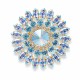 Brooch “Lotus (Light Sapphire Shimmer / Aquamarine)” (Light Sapphire Shimmer / Aquamarine) embellished with Crystals by Swarovski®