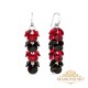 Sidabriniai auskarai moterims DiamondSky „Flamenco (Scarlet / Jet)“ su Swarovski kristalais