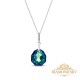 Kaklo papuošalas moterims DiamondSky „Calathea (Bermuda Blue)“ su Swarovski kristalais