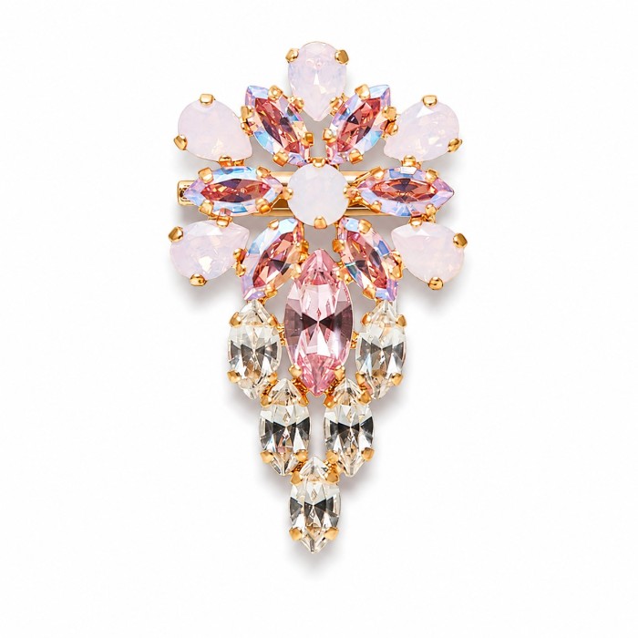Брошь "Миртель (Rose Water Opal / Light Rose Shimmer)" с кристаллами Swarovski®