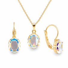 Papuošalų rinkinys moterims DiamondSky „Baroque Mirror (Aurora Borealis)“ su Swarovski kristalais