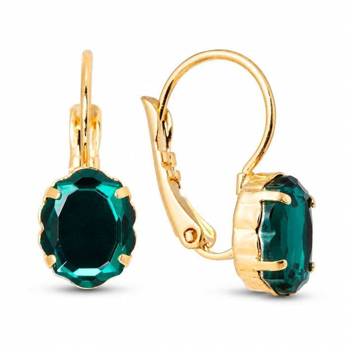 Papuošalų rinkinys moterims DiamondSky „Baroque Mirror (Emerald)“ su Swarovski kristalais