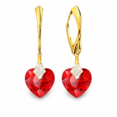 Sidabriniai auskarai moterims DiamondSky „Cute Valentine (Light Siam)“ su Swarovski kristalais