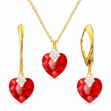 Sidabrinis papuošalų rinkinys moterims „Cute Valentine (Light Siam)“ su Swarovski® kristalais