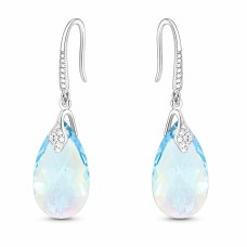 Sidabriniai auskarai moterims DiamondSky „Baroque III (Aquamarine Shimmer)“ su Swarovski kristalais