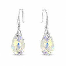 Sidabriniai auskarai moterims DiamondSky „Baroque III (Aurora Borealis)“ su Swarovski kristalais