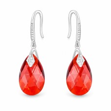Sidabriniai auskarai „Baroque III (Red Magma)“ su Swarovski® kristalais