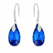 Серебряные серьги 925 пробы «Барокко III (Capri Blue Comet Argent Light)» с кристаллами Swarovski®