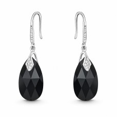 Sidabriniai auskarai moterims DiamondSky „Baroque III (Jet)“ su Swarovski kristalais
