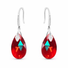Серебряные серьги 925 пробы «Барокко III (Light Siam Shimmer)» с кристаллами Swarovski®