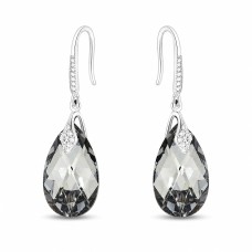 Sidabriniai auskarai moterims DiamondSky „Baroque III (Light Chrome)“ su Swarovski kristalais