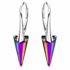 Серебряные серьги 925 пробы «Шип II (Vitrail Medium)» с кристаллами Swarovski®