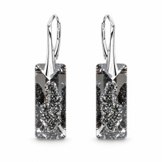 Серебряные серьги 925 пробы «Растущий Кристалл II (Silver Night)» с кристаллами Swarovski®