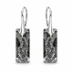 Серебряные серьги 925 пробы «Растущий Кристалл II (Silver Night)» с кристаллами Swarovski®