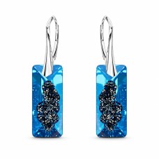 Sidabriniai auskarai moterims DiamondSky „Growing Crystal II (Bermuda Blue)„ su Swarovski kristalais