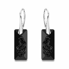 Серебряные серьги 925 пробы «Растущий Кристалл II (Jet)» с кристаллами Swarovski®