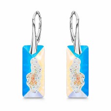 Sidabriniai auskarai moterims DiamondSky „Growing Crystal II (Aurora Borealis)„ su Swarovski kristalais