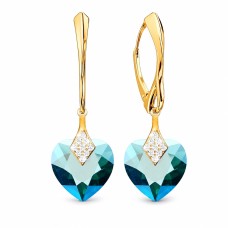 Серебряные серьги 925 пробы «Милый Валентин (Emerald Shimmer)» с кристаллами Swarovski®
