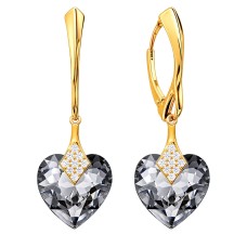 Серебряные серьги 925 пробы «Милый Валентин (Silver Night)» с кристаллами Swarovski®