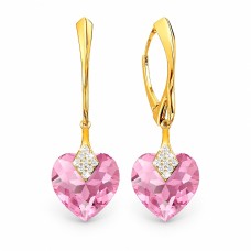 Серебряные серьги 925 пробы «Милый Валентин (Light Rose)» с кристаллами Swarovski®