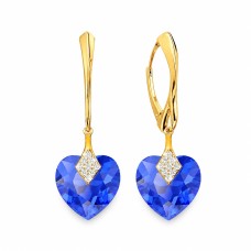 Sidabriniai auskarai moterims DiamondSky „Cute Valentine (Majestic Blue)“ su Swarovski kristalais
