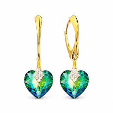 Sidabriniai auskarai moterims DiamondSky „Cute Valentine (Vitrail Medium)“ su Swarovski kristalais