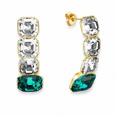 Sidabriniai auskarai moterims DiamondSky „Imperial (Emerald)“ su Swarovski kristalais