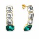 Sidabriniai auskarai moterims DiamondSky „Imperial (Emerald)“ su Swarovski kristalais
