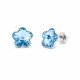 Sidabriniai auskarai moterims Diamond Sky „Sunny Flower (Aquamarine)“ su Swarovski kristalais