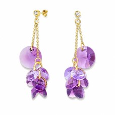 Серебряные серьги 925 пробы «Орхидея (Iris / Violet)» с кристаллами Swarovski®