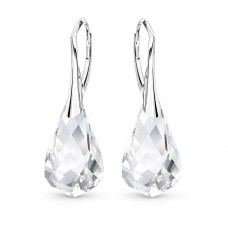 Серебряные серьги 925 пробы «Спираль» с кристаллами Swarovski®