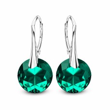 Sidabriniai auskarai moterims DiamondSky „Marianne (Emerald)“ su Swarovski kristalais