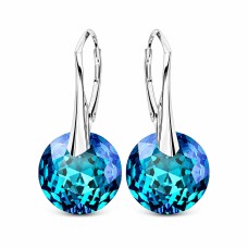 Серебряные серьги 925 пробы «Марианна (Bermuda Blue)» с кристаллами Swarovski®