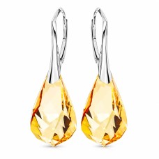 Серебряные серьги 925 пробы «Спираль (Golden Shadow)» с кристаллами Swarovski®