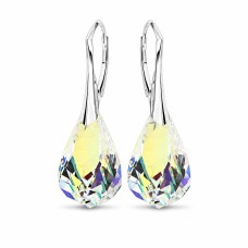 Серебряные серьги 925 пробы «Спираль (Aurora Borealis)» с кристаллами Swarovski®